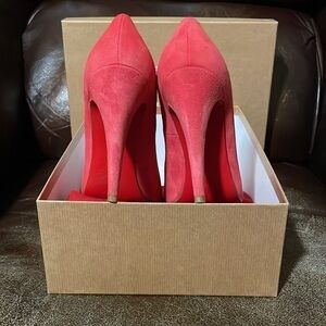 Christian Louboutin Simple pump no platform, 38.5 tender Coral Veau Velour suede